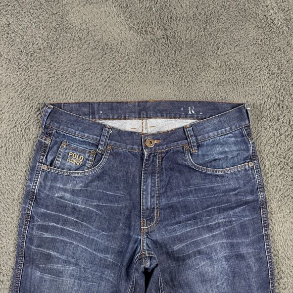 Polo Country Ralph Lauren Jeans Mens 32x32 Blue Straight Fit Dark Wash Whisker - Picture 2 of 16